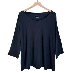NWT J. Jill Organic Cotton Pure Jill Dolman Top 3/4 Sleeves Deep Blue Size XL